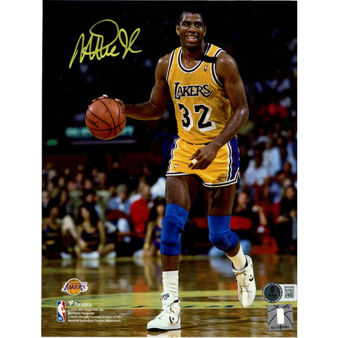 Magic Johnson Autographed Los Angeles Lakers 8x10 Photo Beckett Witness 49333