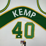 Autographed/Signed SHAWN KEMP Seattle White Basketball Jersey JSA COA Auto