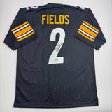 Autographed/Signed Justin Fields Pittsburgh Black Football Jersey Beckett COA