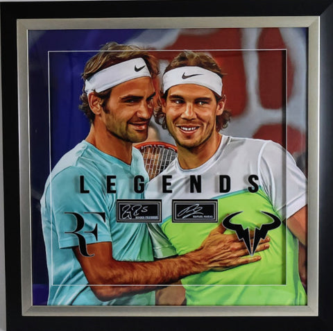 Roger Federer & Rafeal Nadal Lazer Engraved Signatures Tennis Legends