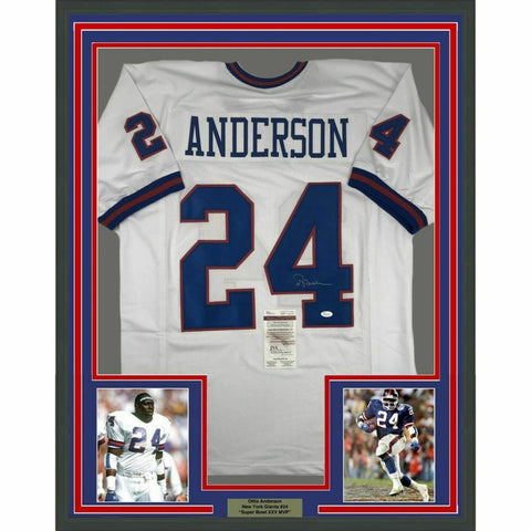 FRAMED Autographed/Signed OTTIS ANDERSON 33x42 New York White Jersey JSA COA