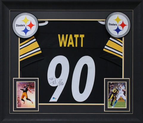 T.J. Watt Authentic Signed Black Pro Style Framed Jersey Autographed BAS Witness