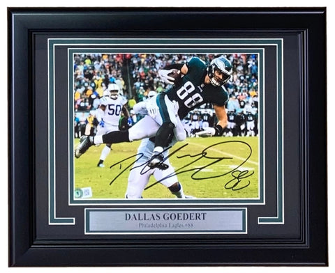 Dallas Goedert Signed Framed 8x10 Philadelphia Eagles vs Colts Photo BAS