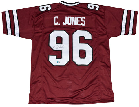 CHRIS JONES AUTOGRAPHED MISSISSIPPI STATE BULLDOGS #96 MAROON JERSEY BECKETT