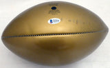 JOE MONTANA AUTOGRAPHED SAN FRANCISCO 49ERS GOLD LOGO FOOTBALL BECKETT 182279