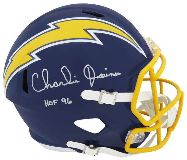 Charlie Joiner Signed Chargers Riddell F/S Speed Rep Helmet w/HOF'96 - (SS COA)