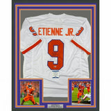 FRAMED Autographed/Signed TRAVIS ETIENNE JR 33x42 Clemson White Jersey BAS COA