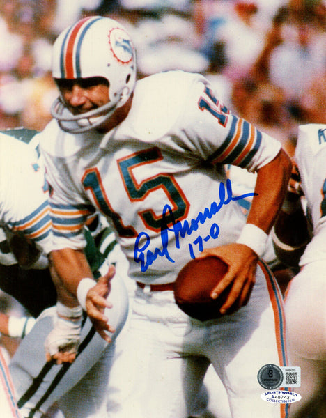 Earl Morrall Autographed Miami Dolphins 8x10 Photo 17-0 Beckett 47805