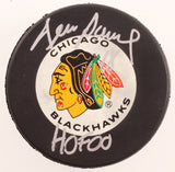 Denis Savard Signed Blackhawks Logo Hockey Puck Inscribed "HOF 00" (Beckett COA)