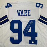 Autographed/Signed Demarcus Ware Dallas White Football Jersey Beckett BAS COA