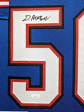 FRAMED BUFFALO BILLS GREG ROUSSEAU AUTOGRAPHED SIGNED JERSEY JSA COA