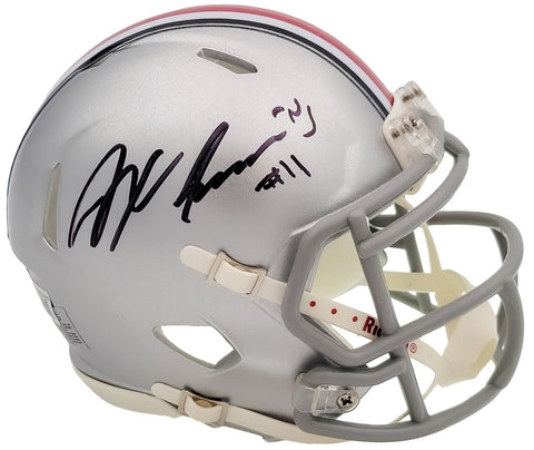 JAXON SMITH-NJIGBA AUTOGRAPHED OHIO STATE SILVER MINI HELMET BECKETT QR 203466