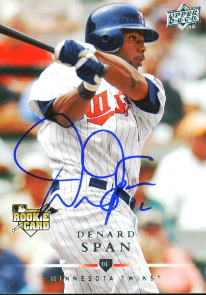 Twins Denard Span Authentic Signed Card 2008 Upper Deck #718 Autographed w/ COA