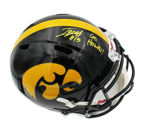 Tyler Goodson Signed Iowa Hawkeyes Speed Full Size NCAA Helmet-Go Hawks