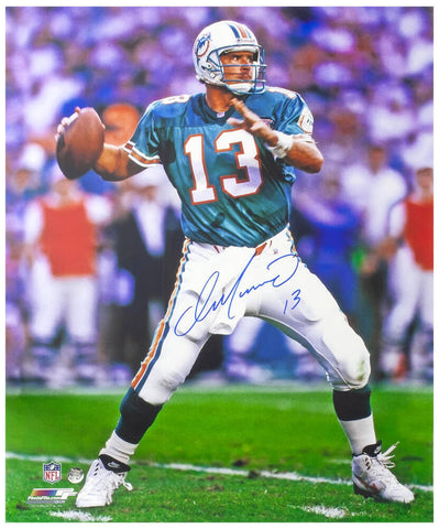 Dan Marino Signed Miami Dolphins Passing Action 16x20 Photo - (SCHWARTZ COA)