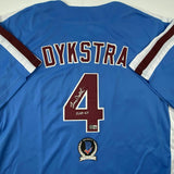 Autographed/Signed LENNY DYKSTRA Nails Philadelphia Blue Retro Jersey JSA COA