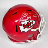 TRAVIS KELCE AUTOGRAPHED SIGNED KANSAS CITY CHIEFS FS REP HELMET SB CHAMPS BAS