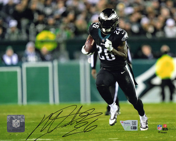 Miles Sanders Signed Eagles Running Action 8x10 Photo - (Fanatics COA)