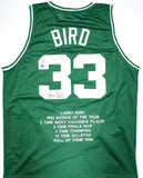 Larry Bird Autographed Green Pro Style STAT Jersey-Beckett W Hologram *Black *L8