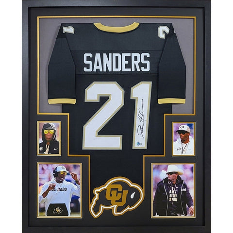 Deion Sanders Black Colorado Coach Prime Autographed Signed Framed Jersey BECKETT