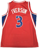 PHILADELPHIA 76ERS ALLEN IVERSON AUTOGRAPHED RED JERSEY BECKETT WITNESS 230000