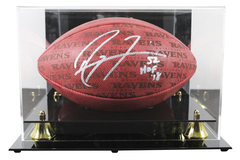 Ravens Ray Lewis Signed "The Duke" Team Showcase Football W/ Case BAS Witnessed