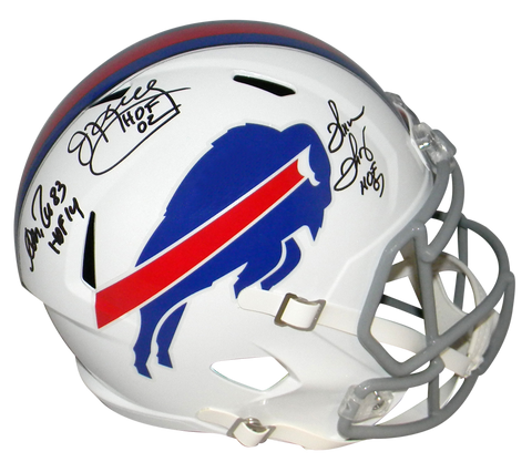 JIM KELLY THURMAN THOMAS ANDRE REED SIGNED BUFFALO BILLS F/S SPEED HELMET JSA