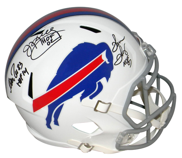 JIM KELLY THURMAN THOMAS ANDRE REED SIGNED BUFFALO BILLS F/S SPEED HELMET JSA