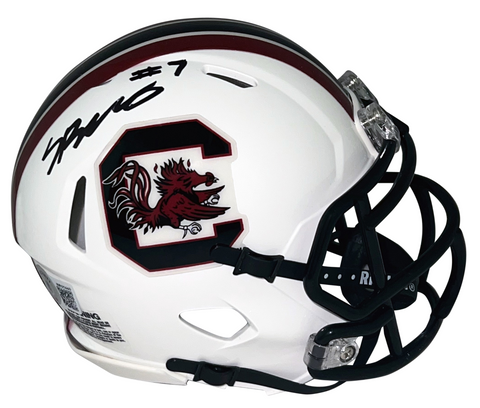 SPENCER RATTLER SIGNED SOUTH CAROLINA GAMECOCKS WHITE SPEED MINI HELMET BECKETT