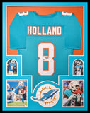 FRAMED MIAMI DOLPHINS JEVON HOLLAND AUTOGRAPHED SIGNED JERSEY JSA COA