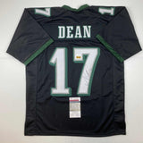 Autographed/Signed Nakobe Dean Philadelphia Black Football Jersey JSA COA