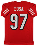 Nick Bosa Authentic Signed Red Pro Style Jersey w/ Dropshadow BAS Witnessed