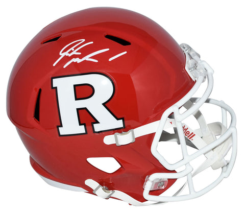 ISIAH PACHECO AUTOGRAPHED RUTGERS SCARLET KNIGHTS FULL SIZE SPEED HELMET BECKETT