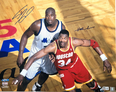 Shaquille O'Neal Hakeem Olajuwon Autographed Magic Rockets 16x20 Photo Beckett