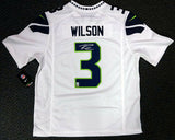 SEAHAWKS RUSSELL WILSON AUTOGRAPHED WHITE NIKE TWILL JERSEY SIZE XL RW 90928