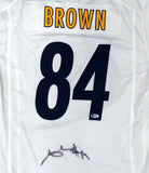 STEELERS ANTONIO BROWN AUTOGRAPHED SIGNED WHITE NIKE JERSEY XL BECKETT 126636