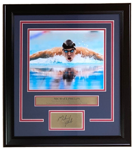 Michael Phelps Framed 8x10 USA Swimming Photo w/ Laser Engraved Signature