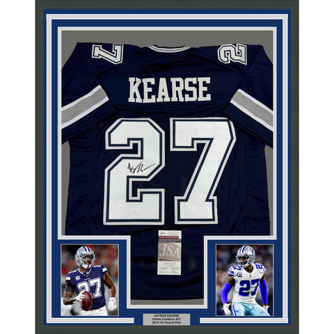 Framed Autographed/Signed Jayron Kearse 35x39 Dallas Blue Jersey JSA COA