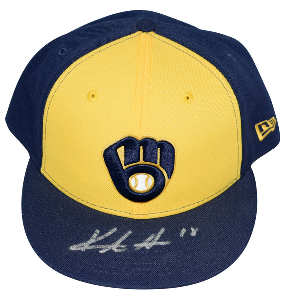 KESTON HIURA SIGNED AUTOGRAPHED MILWAUKEE BREWERS NEW ERA HAT CAP - MLB AUTH