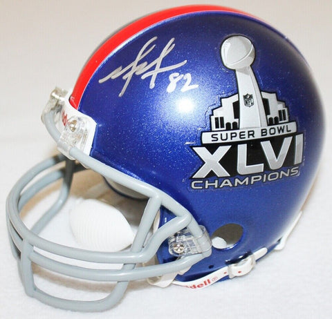 Mario Manningham Signed Giants Super Bowl XLVI Champions Mini-Helmet (JSA COA)