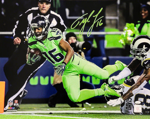 TYLER LOCKETT AUTOGRAPHED 16X20 PHOTO SEAHAWKS COLOR RUSH JERSEYS MCS 209202