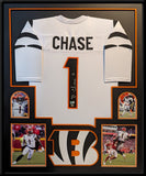 FRAMED CINCINNATI BENGALS JAMARR CHASE AUTOGRAPHED JERSEY BECKETT HOLO