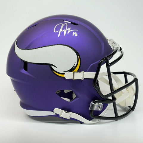 JUSTIN JEFFERSON AUTOGRAPHED SIGNED MINNESOTA VIKINGS FS REPLICA HELMET BECKETT