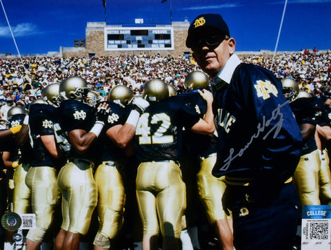 Lou Holtz Autographed Notre Dame 8x10 Pre Game Photo- Beckett W Hologram *Silver