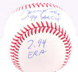 David Cone Autographed Rawlings OML Baseball w/ 3 Stats - Beckett W Hologram