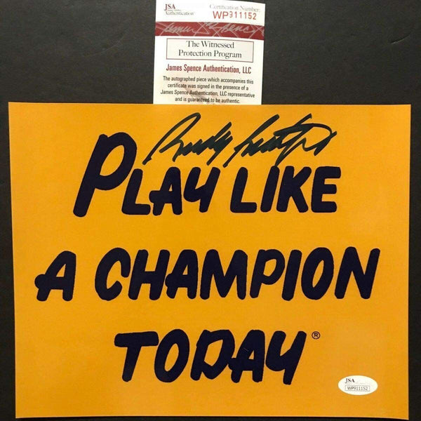 Autographed/Signed RUDY RUETTIGER Play Like A Champion Today 8x10 Photo JSA COA