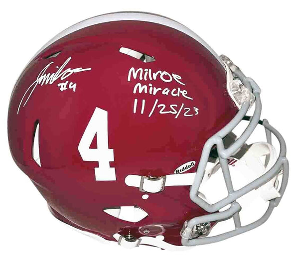 JALEN MILROE SIGNED ALABAMA CRIMSON TIDE AUTHENTIC SPEED HELMET + MILROE MIRACLE