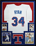 FRAMED IN SUEDE TEXAS RANGERS NOLAN RYAN AUTOGRAPHED SIGNED JERSEY JSA COA