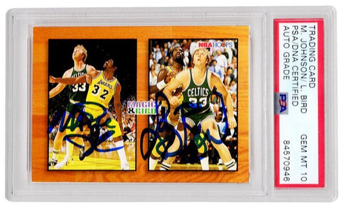 Larry Bird & Magic Johnson autographed 1994 NBA Hoops #MB1 (PSA / AutoGrade 10)