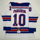 Autographed/Signed Artemi Panarin New York White Hockey Jersey JSA COA